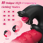 Thrusting Vibrator Sex Toys, 4-in-1 G-Spot Vibrator with 10 Sliding Ring, Vibrating, Thrusting & Licking Modes, Rabbit Vibrators Sex Toy for Clitoral, Nipple & Anal, Women Couples Sex Toys