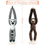 Hanging Sloth Stuffed Animals,2Pcs Lemur Sloth Plush Toys Curtain Buckle For Decoration,20 Inches Lemur Stuffed Jungle Animals For Kids(Lemur+Sloth)