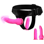 Pink Double Ended Strap On Dildo - Silicone Dildo With Wearable Harness, 2 Removable Realistic Fantasy Dildos, Adjustable Strap For G-Spot And Anal Play, Adult Sex Toys For Women, Men, Couples