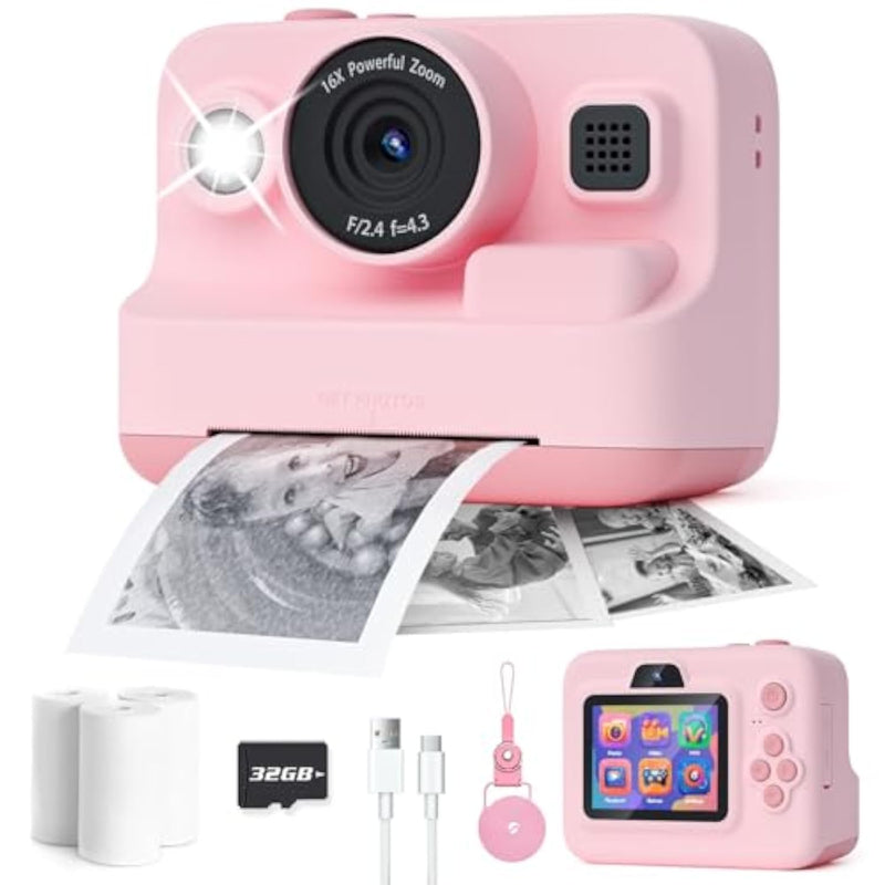 Kids Instant Camera with 1080P Printing for Christmas Birthday Gifts for Girls Age 3-12