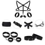 Bdsm Kit Restraint Sex Toy Set, 3Pcs Leather Adult Bdsm Bondage Kit With Adjustable Handcuffs Ankle Cuffs Bondage Gear & Accessories Kits Sm Games Sex Toys For Women Men Couples