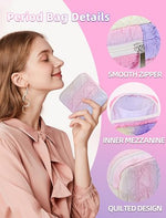Quilted Period Bag, Period Pouches for Teen Girls Women(Rainbow-2)