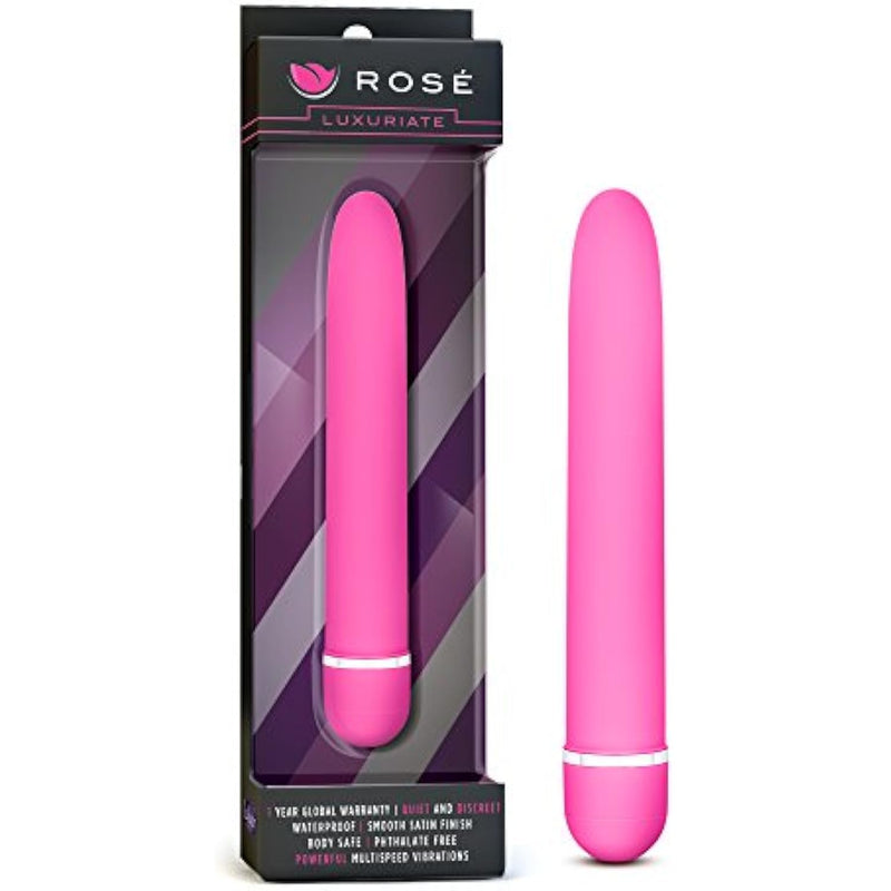 Rose Luxuriate Adult Sex Toy - 5.75 Inch X 1 Inch Elegant Satin Smooth Powerful Wand Vibrator, Multi Speed Clitoral And G Spot Stimulator, Women, Men, Couples - Hot Pink