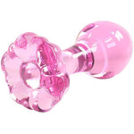 Flower Base Small Pink Glass Anal Plug Mini Crystal Butt Plug Sex Pleasure Wand Adult Sex Toy For Beginner Starter