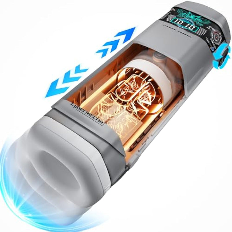 Automatic Male Masturbator, Sex Toys For Men, Adult Toys Penis Pump With 10 Thrusting & 10 Vibration & 15 Thrusting Speeds, Blowjob Toy With Magnetic 3D Sleeves & Lcd Display (Gray)