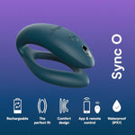 Sync O Green Remote Control C-Shaped Couples Vibrator & Bond Adjustable Wearable Vibrating Cock Ring - App Controlled Couples Sex Toys Bundle