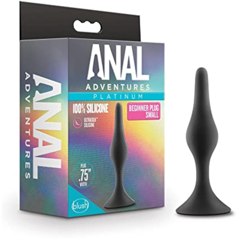 Anal Adventures Platinum Silicone Beginner Plug Small - Tapered Plugs For Anal Training And Beginners Play - Comfortable Base For Safety And Long Term Wear - Sex Toy