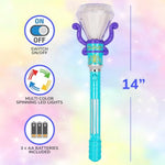 Light Up Princess Wands For Kids (Set Of 2) - Pink And Blue Fairy Wands With Spinning Leds, Batteries Included - Light Up Wand For Girls And Boys, Perfect Pretend Play Toys
