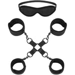 Bondage Restraint Hogtie Set, Handcuffs Ankle Cuffs Blindfold And Spanking Paddle For Adults Sex Play Toys