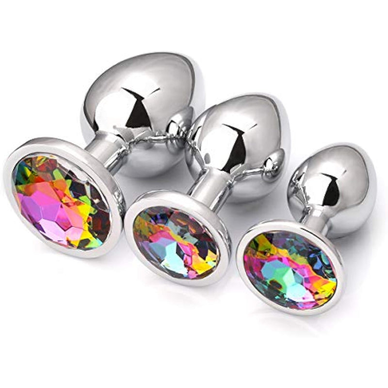 3 Pcs Luxury Jewelry Design Fetish Anal Butt Plug (Colorfully)