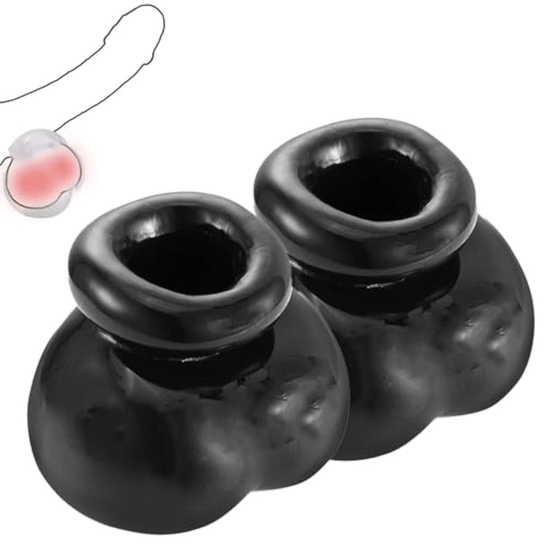 Soft Silicone Testicle Toys Male Cbt Bondage Set Chastity Devices Ultra-Stretch Scrotal Restraints Trainer Kit Bdsm Cock And Ball Torture For Stamina Training & Pleasure Control Adult Sex Toys Black