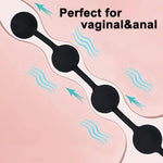 Anal Beads Butt Plugs With 5 Anal Balls Silicone Adult Sex Toys Silky Smooth Anal Chain Prostate G-Spot Stimulator Vaginal Anus Dilator For Men Women (Black M)