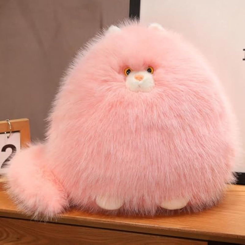 Persian Cat Stuffed Animal 11.8" Fat Kitten Plush Cute Plushies Toys Gifts For Kids Pink