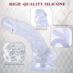 7.5 In Realistic Soft Dildo For G-Spot Stimulation & Anal Sex Games, 1.6'' Diameter Thick Classic Dildos With Powerful Strong Suction Cup For Hands-Free Play, Sex Toys For Women & Couples(Transparent)