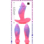 Anal Plug With Thick Curved Base - Pink + Blue Silicone Wearable Butt Plug Dilator - 4.41 X 1.3 Inch Anal Stretcher Fantasy Prostate Sex Toys For Men Women Masturbation