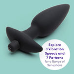 Butt Tingler Vibrating Butt Plug - 4.5 Inch Silicone Anal Plug - Beginner Friendly With Flared Base - 7 Vibration Modes & 3 Speeds - Waterproof - Black