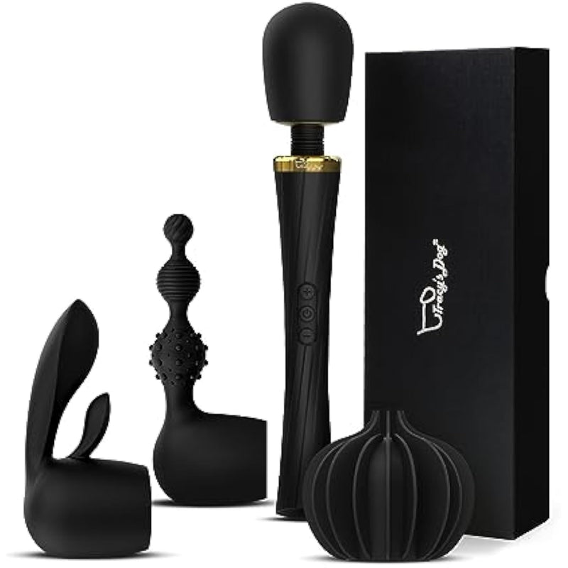 Wand Vibrator Kit For Couples, Powerful Cordless Vibrating Wand With 3 Attachments For Clitoral, G-Spot & Anal Stimulation, 5 Vibration Modes & 3 Speeds, Adult Sex Toys For Women & Partner