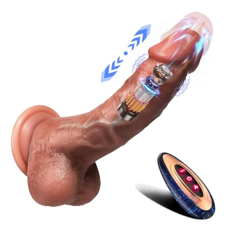 Realistic Thrusting Dildo Vibrator for Men and Women - 8 Speeds, 10 Vibration Modes, Heating Function