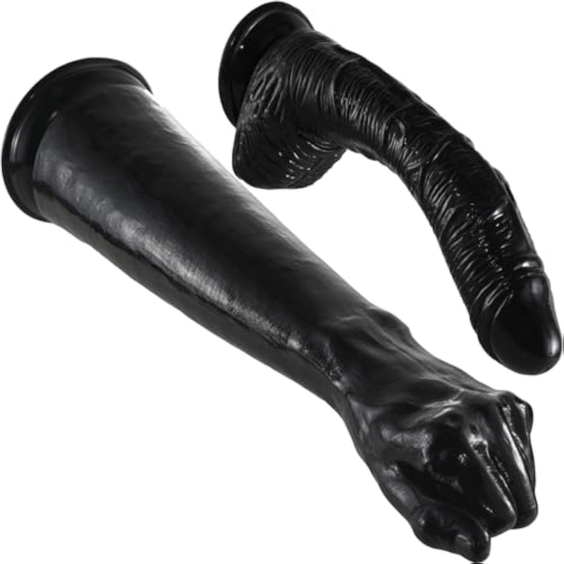 Black 15.75 Inch Real Super Big Hand Dildo And 10.64 Inch Realistic Huge Dildos With Strong Suction Cup Butt Plug Anal G-Spot Stimulation Sex Toys For Women Men