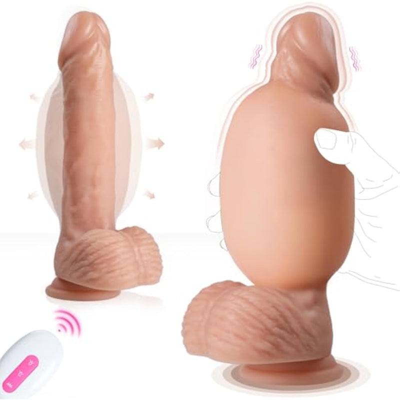 5.5'' To 9.5'' Vibrating Inflatable Dildo, Silicone Thick Anal Dildo Vibrator With Remote Control 7 Vibration Modes & Adjustable Girth, Massive Anal Stretch Sex Toy Women G-Spot & Anal Prostate Play