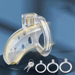 Male Chastity Device Chastity Cage - Invisible Lock, Transparent Cock Cage With 3 Different Sizes Of Removable Rings And 2 Keys, Adult Sex Toys For Exercising Male Penis