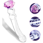 8.3 Inch Butt Plug Glass Dildo Sex Toy With Progressive Anal Beads,Rose Crystal Butt Plug Stimulator,Adult Sex Toys And Games G-Spot Beaded Prostate Massager Sex Toy For Men And Women Couples Pleasure