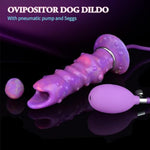 Luminous Monster Dildo Dog Ovipositor With 5 Eggs, 8Inch Pneumatic Inflatable Pump Dragon Dildos With 5 Balls Laying Eggs Sex Toys For Women And Couples