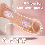 Harness Strap-On Vibrating Realistic Dildo - Wearable Strapless Strap-On Dildo With 10 Powerful Modes Silicone Anal G-Spot Stimulation Sex Toys For Female Couple Lesbian | Remote Control | Dual Motor