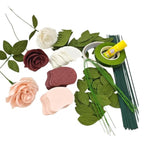 Dusty Pink Crepe Paper Rose Craft Kit, 18-Piece DIY Flower Set for Weddings & Decor