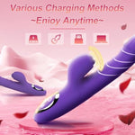 4In1 Purple Rabbit Vibrator Thrusting Dildo For Women G Spot Vibrator Clitoral Stimulator Sex Toys Dildos Vibrator With 10 Vibration 7 Thrust Mode With Licking, Adult Sex Toy For Women And Couple