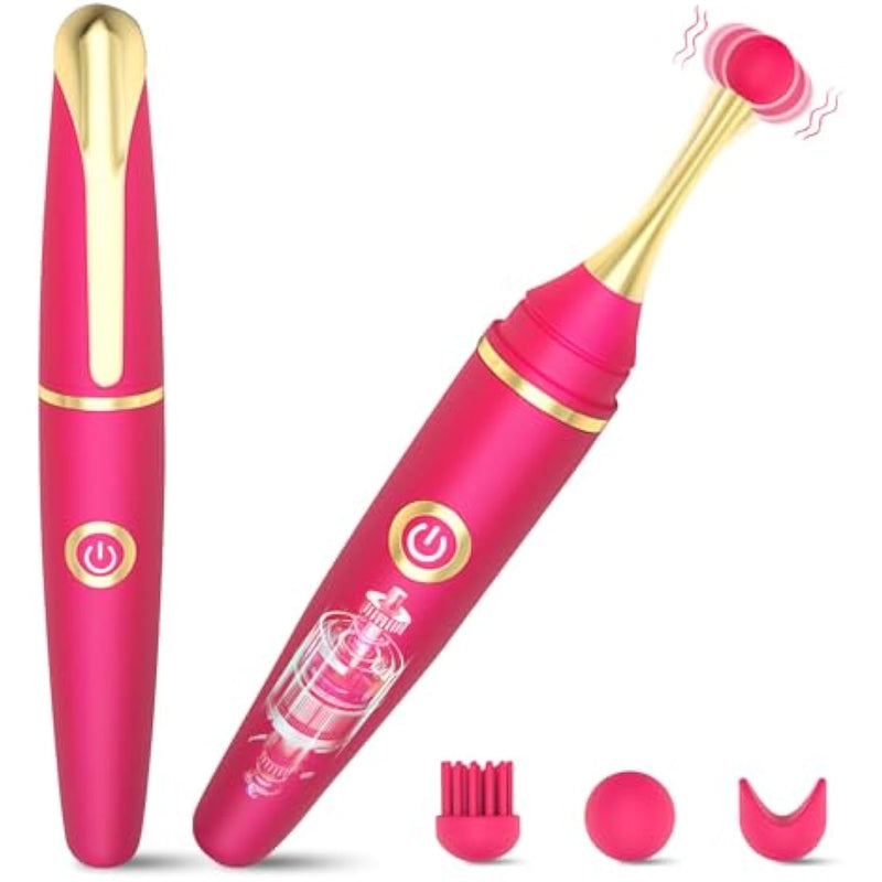 Vibrator Wand Female Adult Sex Toys For Women, 4 In 1 Squirting Vibrator With 10 Modes Pinpoint Clitoral G-Spot Dildo Nipple Stimulator High Frequency Mini Bullet Vibrators 3 Silicone Head