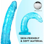 8.1'' Soft Realistic Dildo Sex Toys With Suction Cup For Hands-Free Play, Blue Thick Penis Suitable For Women/Men/Gay/Couples With Thin And Slim Poke Can Be Use For G Spot And Anal - M