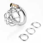 2 Silent Lock Stainless Steel Chastity Cages With 1Way Belts, 40Mm, 45Mm And 50Mm Size Rings