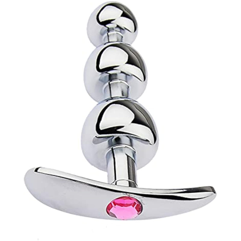 Metal Anal Plug Mushroom Head Detachable Anchor Jewel Base Butt Plug Wearing Stainless Steel Three Beads Anal Plug For Couple