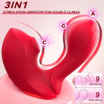 Haipine Sucking Vibrator Adult Sex Toys, Dual Stimulation Rose Suction Vibrators With 9 Vibrating & Sucking Modes, Handheld Nipple Toys For Clitoral G Spot Stimulator, Female Couples Sex Toy, Rose Red
