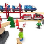 Battery Operated Wooden Train Track Set Toy High Speed For Toddlers 3 4 5 Years Old Boys Kids Magnetic Couplings City Vehicle With Figures