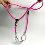 Female Chastity Belt Stainless Steel Transparent Visual Invisible Underwear Belt Lockable Pants With Defecation Hole Bdsm (Pink 90-120Cm)