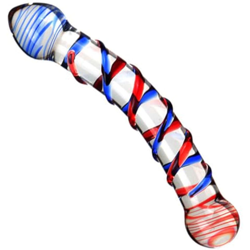 Crystal Glass Dildo Penis Anal Beads Butt Plug,Crystal Glass Pleasure Wand Dildo Penis With Blue Raised Spiral Texture Mushroom Tip Anal Butt Plug Sex Factory For Men Women(Style 2)