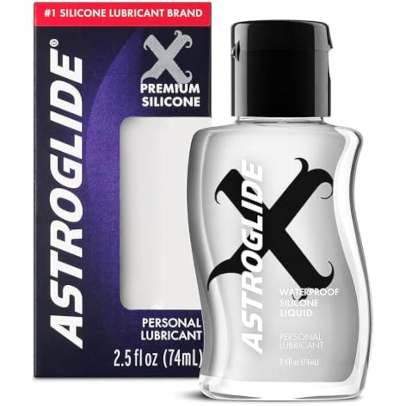Astroglide Silicone Lubes (5oz & 2.5oz) Premium Personal Lubricants, Extra Long-Lasting Silky Sex Lubes, Waterproof for Water Play