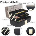 13 Inch 3-Layer Craft Storage Box with Handle for Art Supplies, Black