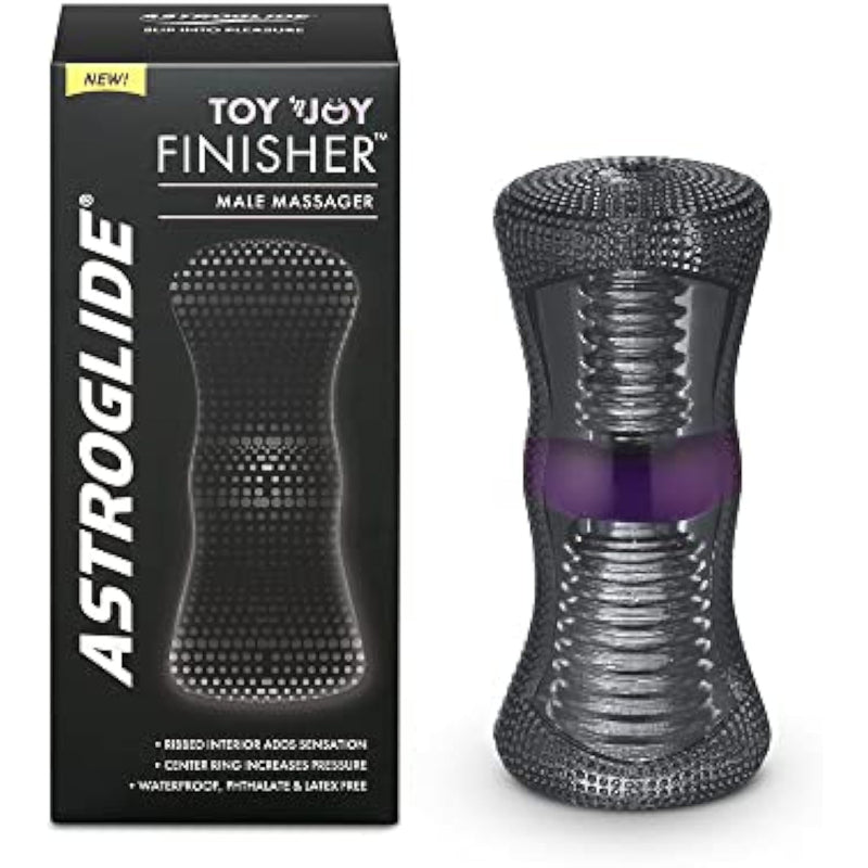 Astroglide Male Masturbator and Stroker, Toy 'n Joy Finisher for Men, Dual Entrance Male Sex Toy, Waterproof and Lube Friendly, Easy to Hold, Ribbed Interior, Phthalate and Latex Free, Easy Clean-Up