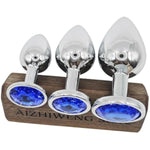 3 Pcs Luxury Jewelry Design Fetish Anal Butt Plug(Dark Blue)