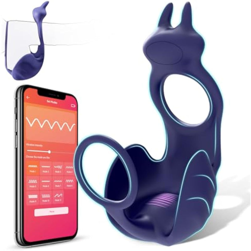 Vibrating Cock Ring With Testicle Vibrator - App Remote Control & 3 In 1 Couples Sex Toys Penis Rings Female Clitoral Vibrator Male Balls Stimulator - 10 Vibration Adult Toys For Men Women