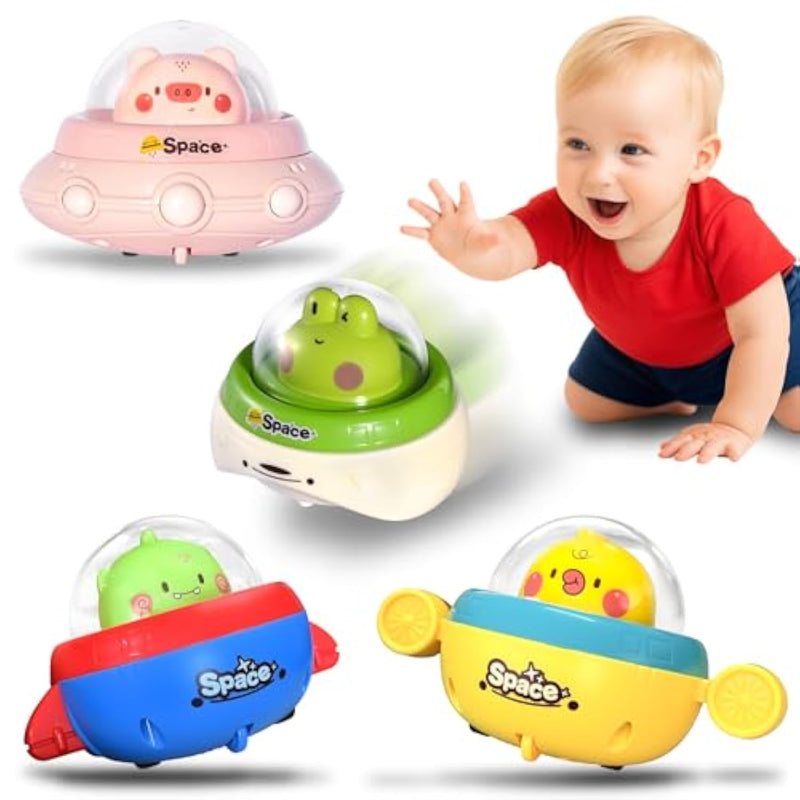 4Pcs Animal Press To Go Car Toys For Toddlers 1-3, Push Go Friction Car Toys For 6-18 Months Baby, Animal Space Racing Cars, Infant Play Vehicle Set, Birthday Gifts For 1 Year Old Boy & Girl