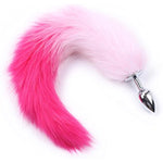 2Pcs/Set Fox Tail Anal Butt Plug Bunny Tail Stainless Steel Plug Sexy Toys Flirting Tools For Adults Cosplay &Sm Role Play Gradient (Pink)