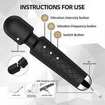 Personal Massage Vibrator Wand,Adult Sex Toy,G Spot Dildo Clit Vibratorwith 20 Vibrations & 8 Speeds Cordless Vibration Massager Clitoris Stimulation for Deep Intense Pleasure,Sex Toys for women,Black