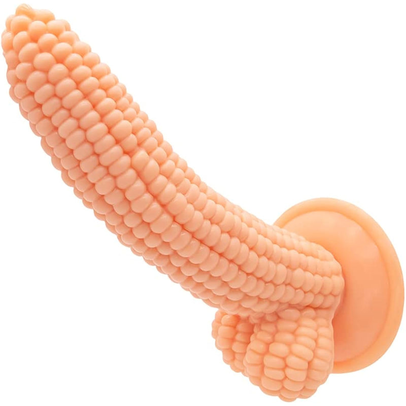 8 Inch Silicone Realistic Mini Dildo, Beginner Anal Plug,Corn Shape Penis With Strong Suction Cup For Hands-Free Play, Flexible Cock With Curved Shaft And Balls For Vaginal G-Spot And Anal Play