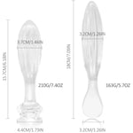 Crystal Glass Dildo Anal Plug,2Pcs Big Butt Plug Anus Training Kit Rose Round Base G-Spot Stimulator Sex Glass Anal Masturbation Plug Prostate Massage Adult Sex Toys For Men Women Gay And Couples