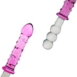Double-Ended Crystal Dildos Glass Pleasure Wand Anal Plug - Pink Style Series (Style A)
