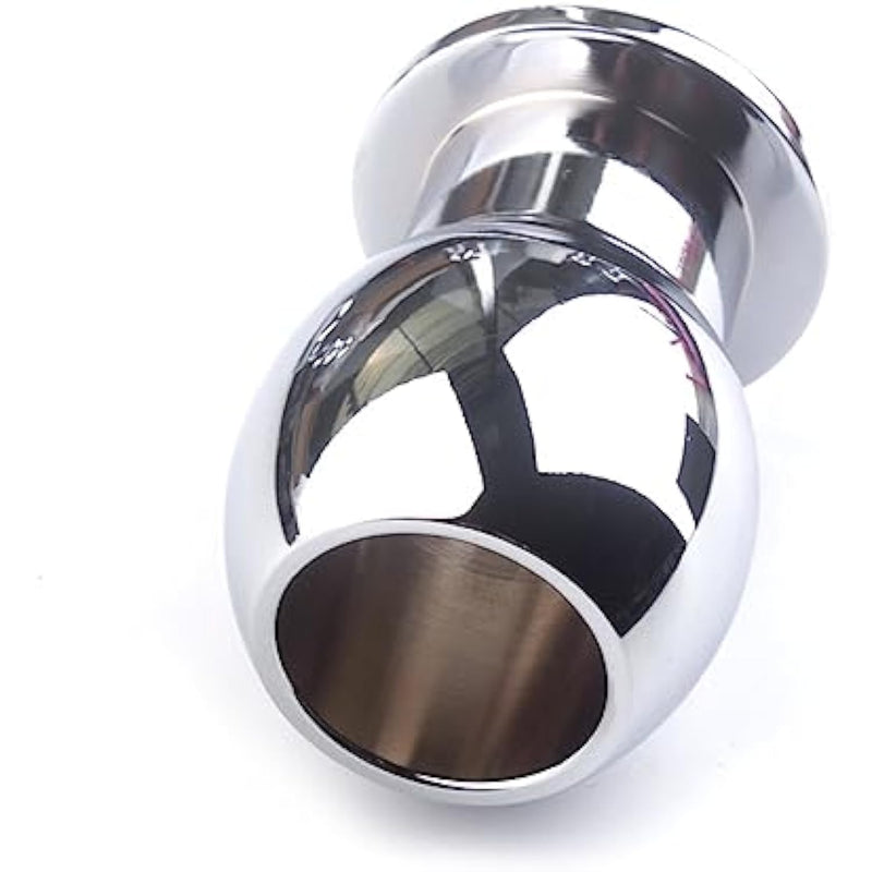 Metal Smooth Hollow Anal Plug With Flared Base Wearable Butt Plug Toy